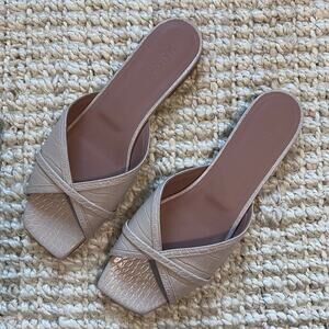 MALONE SOULIERS perla croc embossed slide sandals Sz 41/US 11